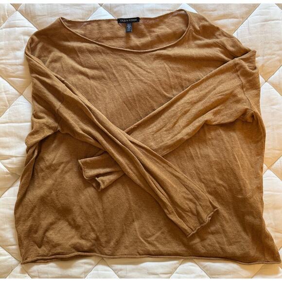 EILEEN FISHER Organic Linen/Organic Cotton Lightweight Sweater Size M - Picture 2 of 4